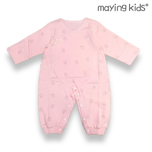 #9628 純棉雙面布綁帶連身衣 - 粉紅