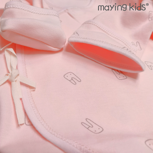 #9628 純棉雙面布綁帶連身衣 - 粉紅