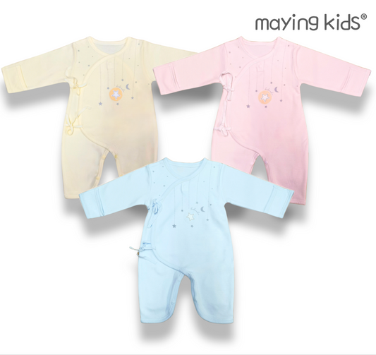 #8778 : Double Layer of Shu velvet Wrap Jumpsuit Baby 純棉雙面布綁帶連身衣