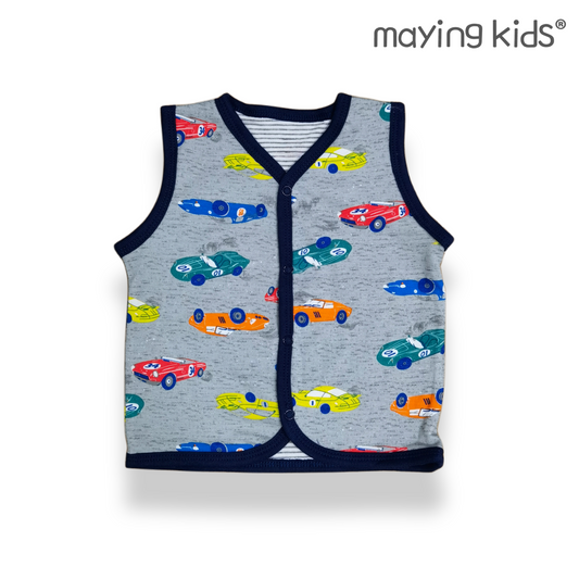 B2086:純棉雙面布背心外套 - 跑車