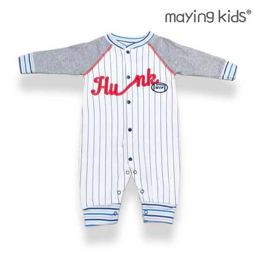 B2202 : 全棉雙面布字母刺繡開胸連身衣