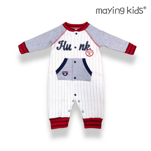 B2201 : 全棉雙面布字母刺繡開胸連身衣