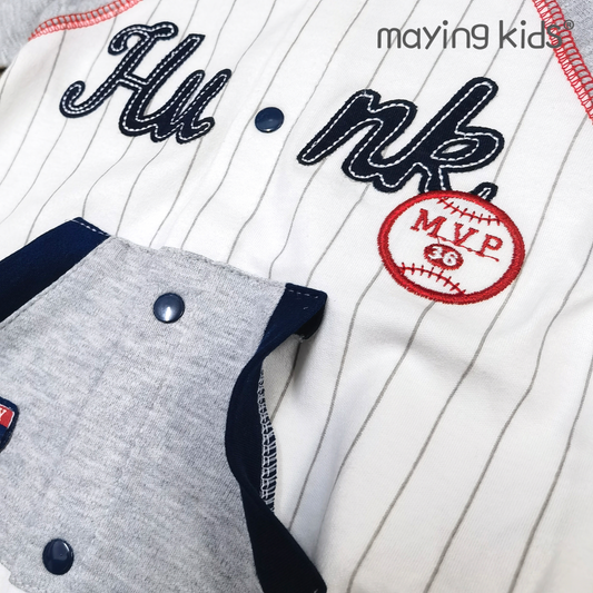 B2201 : 全棉雙面布字母刺繡開胸連身衣