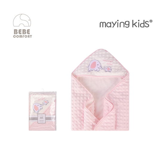MP51912 : Baby Dotted Blanket with Hooded - 小象刺繡圖案毯連帽