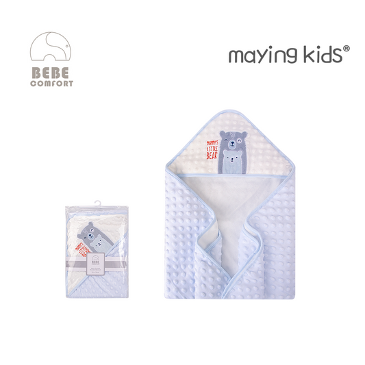 MP51914 : Baby Dotted Blanket with Hooded - 熊仔刺繡圖案毯連帽
