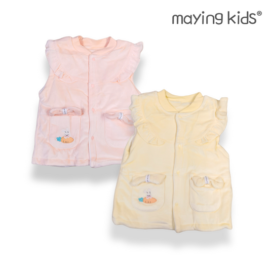 G9111 : 兔仔刺繡圖夾棉絨背心外套