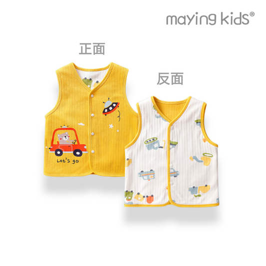 CV1599 : 正反面圖案雙面布純棉背心外套 Double Knit Cotton Vest