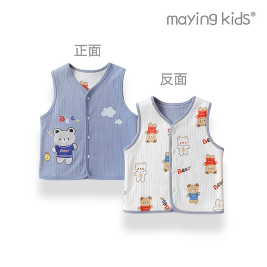 BV1599 : 正反面圖案雙面布純棉背心外套 Double Knit Cotton Vest
