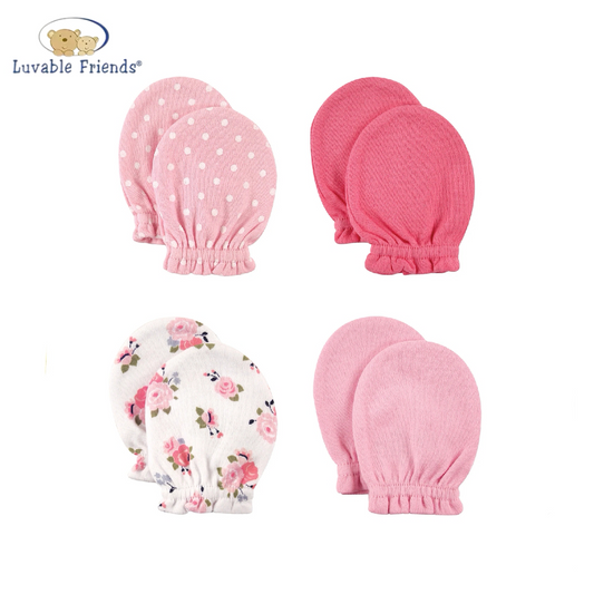 Scratch Mittens Set 4pc
防抓手套四件裝 - 花花粉色