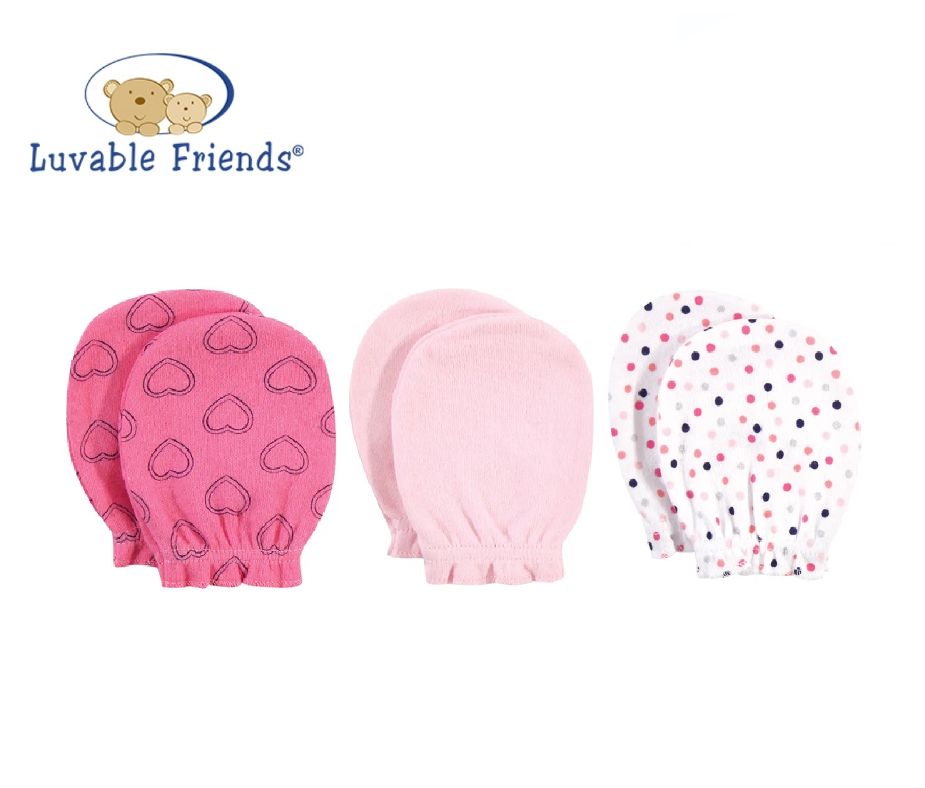 Scratch Mittens Set 3pc
防抓手套三件裝 - 心心彩點