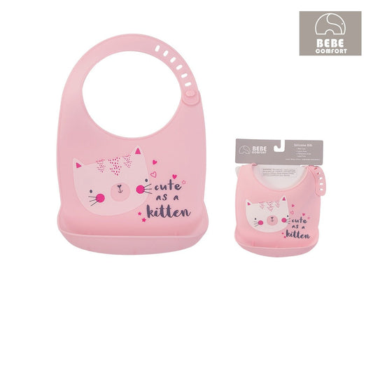 Silicone Bib 1pc 矽膠餐用圍兜1件裝 - 粉色貓貓