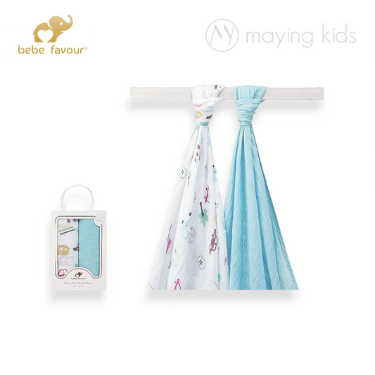 BP53318: 2 Pcs Bamboo Muslin Swaddle Blanket 竹籤維紗巾2件裝禮盒