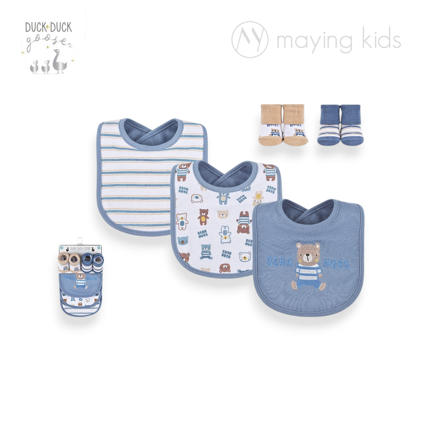 D09615 : 3pc Bibs And 2 Pair Of Fun Socks 3件裝口水巾&2對裝襪仔