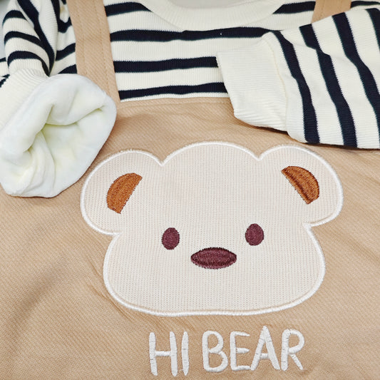 QD3122 : 夾絨假2件吊帶長袖連身衣