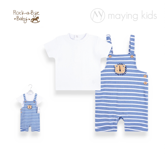H13209NB: T-shirt & Dungaree Set 2pc 吊帶褲&T衫