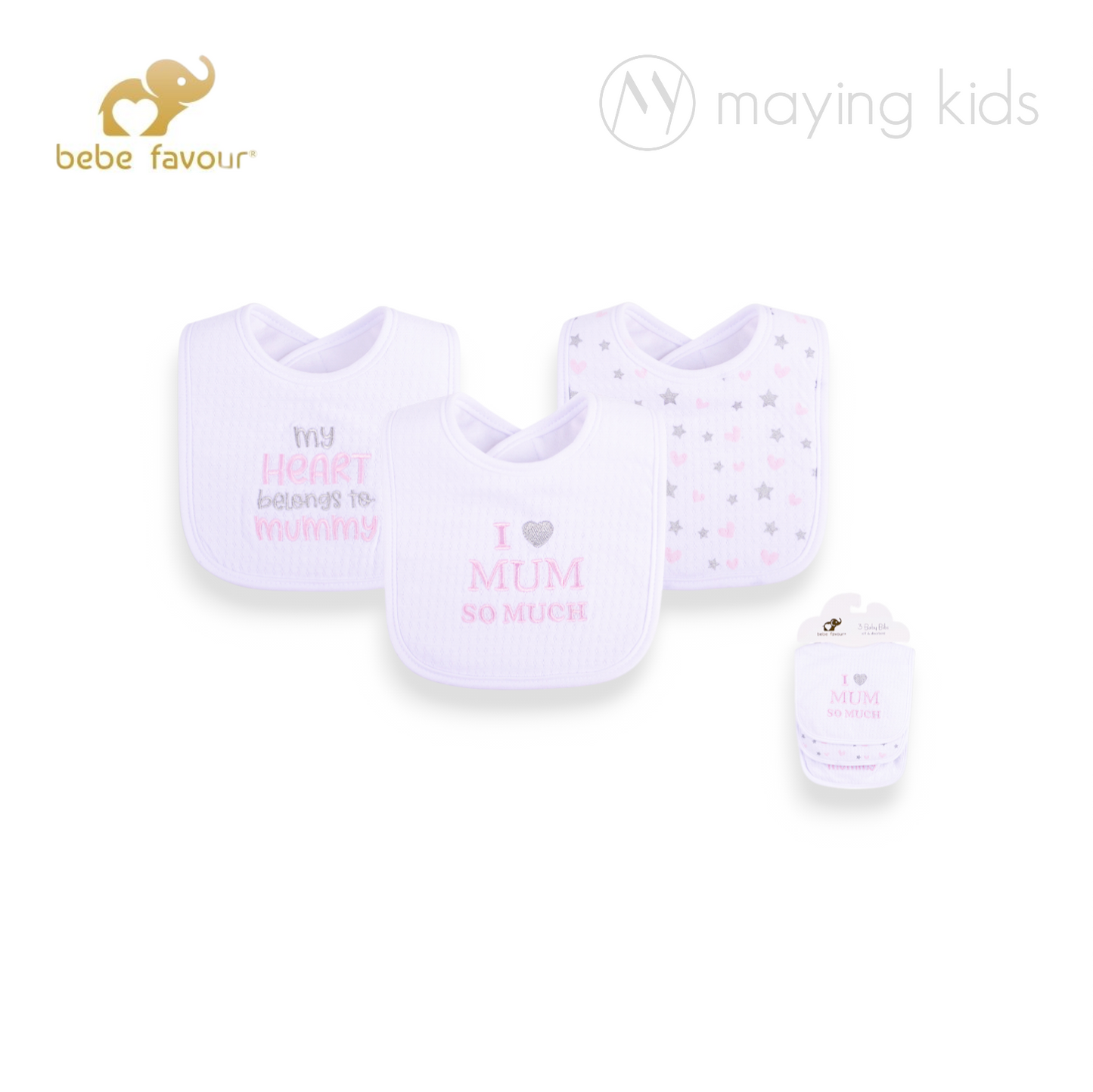BP41599: Drooler Bib with Fiber Filled 3pc 夾棉口水巾3件裝