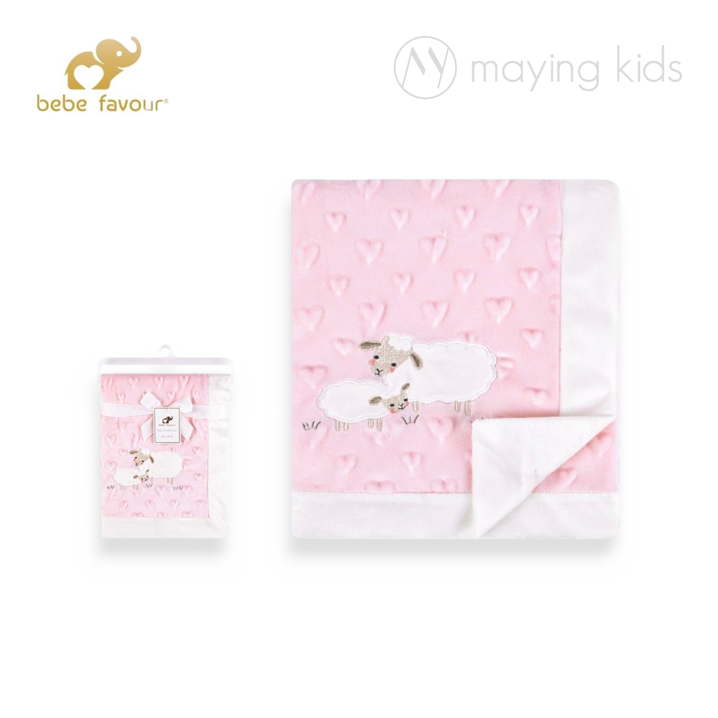 BP53489: Baby Dotted Blanket With Sherpa Backing 豆豆毛毯