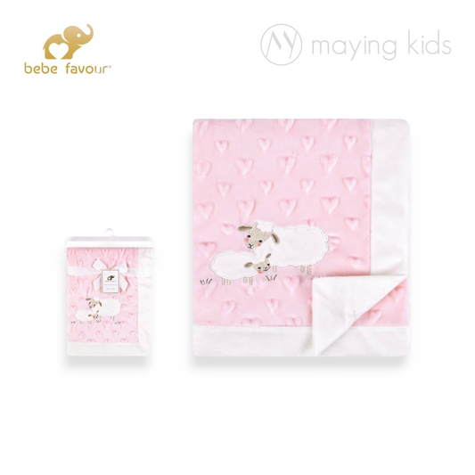 BP53489: Baby Dotted Blanket With Sherpa Backing 豆豆毛毯
