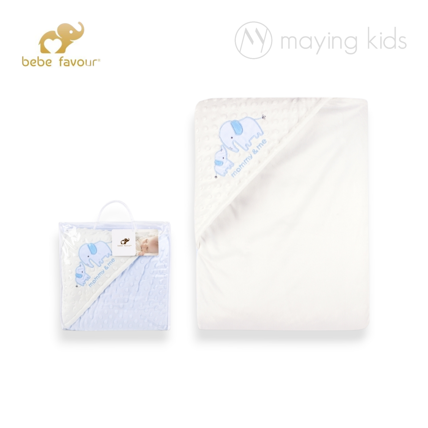 BP53552: Baby Double Layer Dotted Blanket Hooded 夾棉豆豆毯包被