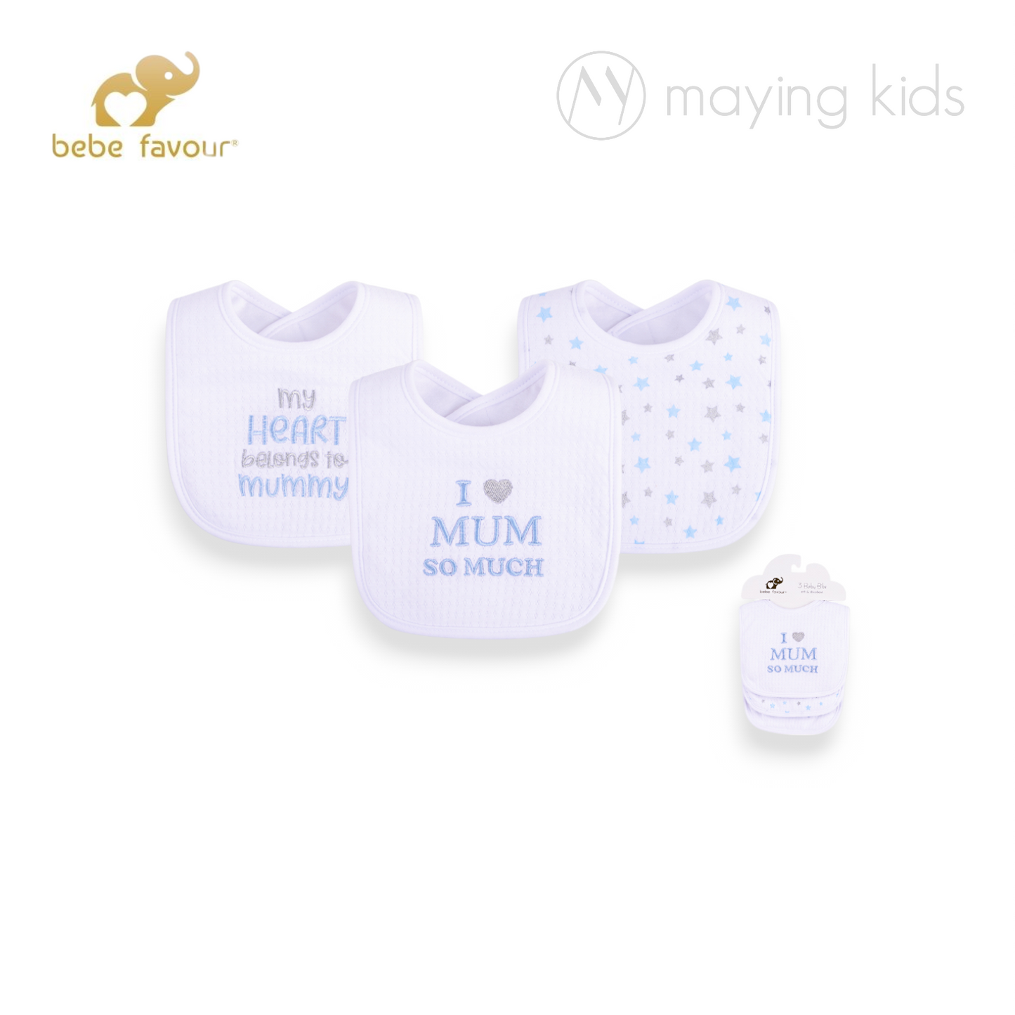 BP41597: Drooler Bib with Fiber Filled 3pc 夾棉口水巾3件裝