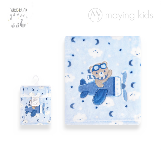 D09788LA: Print Blaket With Applique 刺綉毛毯