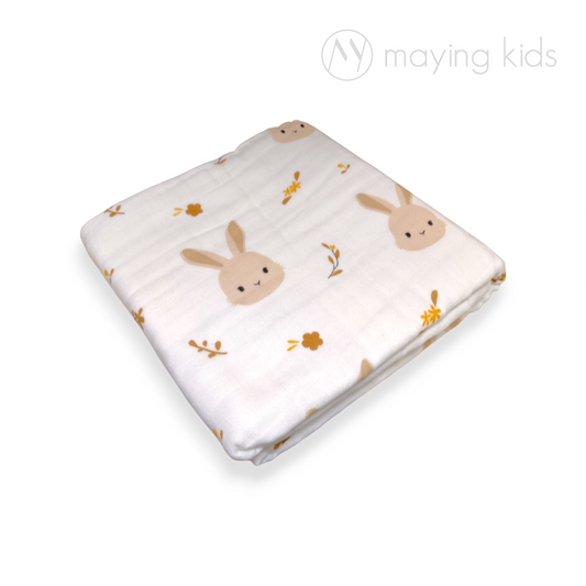 T69090 : Six Layers Baby Blanket 六層純棉紗巾浴巾 - 兔仔