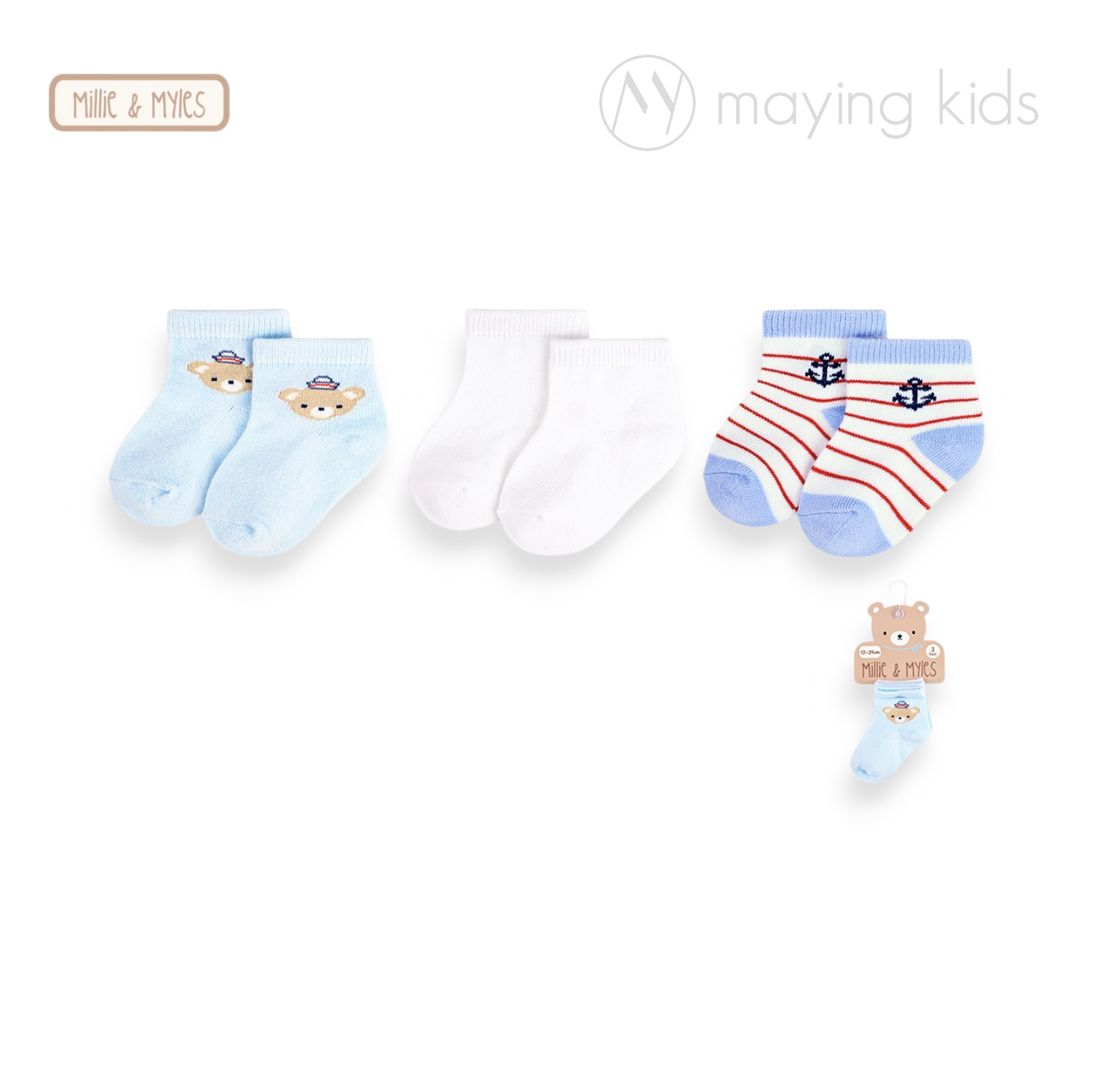 D97071 :3 Pair Crew Socks 襪3對裝
