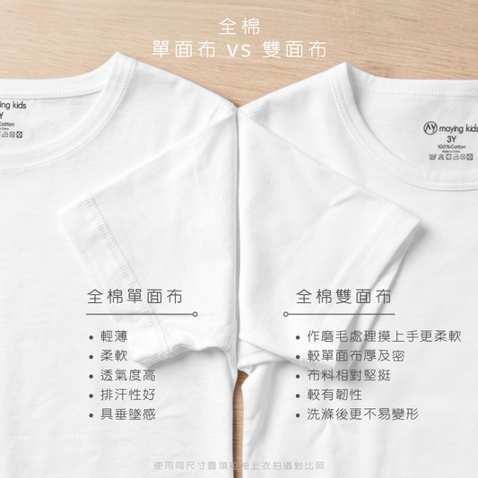 純棉平紋開肩短袖上衣(雙面布)內衣