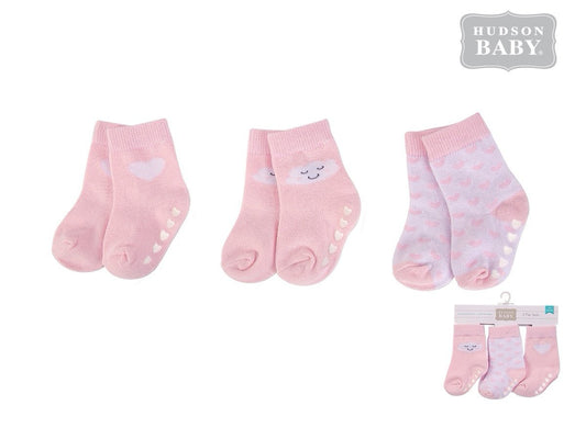 Baby Socks With Non-Skid 3pc  防滑襪仔3件裝 - 白雲心心
