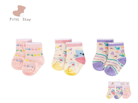 Baby Socks With Non-Skid 3pc  防滑襪仔3件裝 - 蝴蝶結貓貓