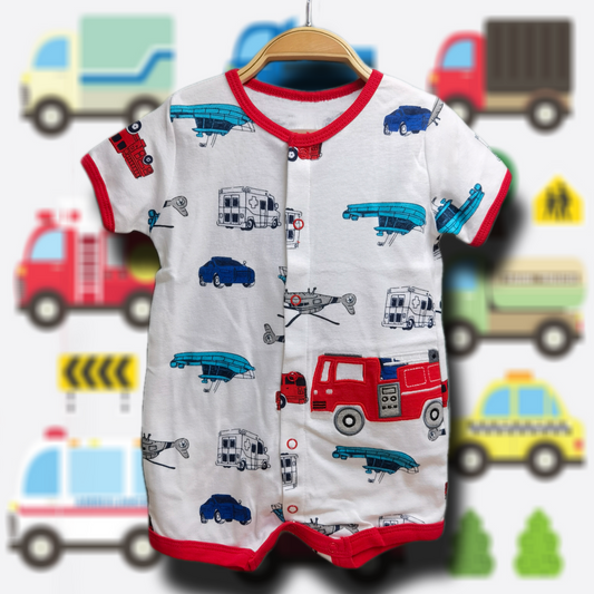 純棉短袖連身服(🚒🚑圖案)