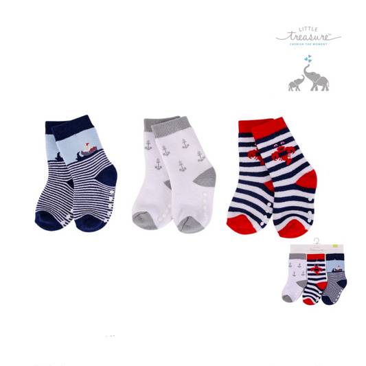 Baby Socks With Non-Skid 3pc  防滑襪仔3件裝 - 船錨