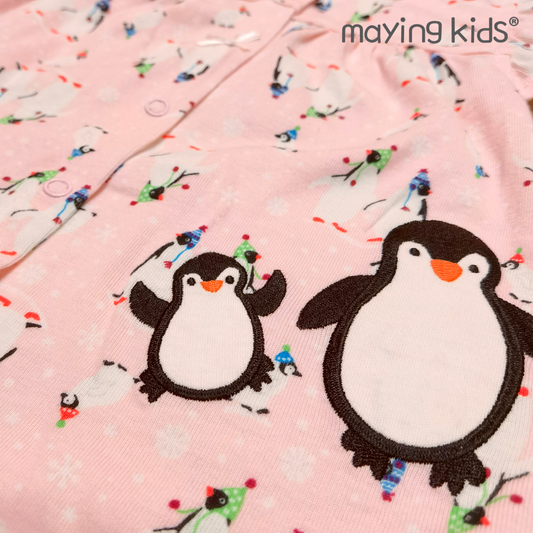 Bodysuit 企鵝刺繡純棉開胸連身衣