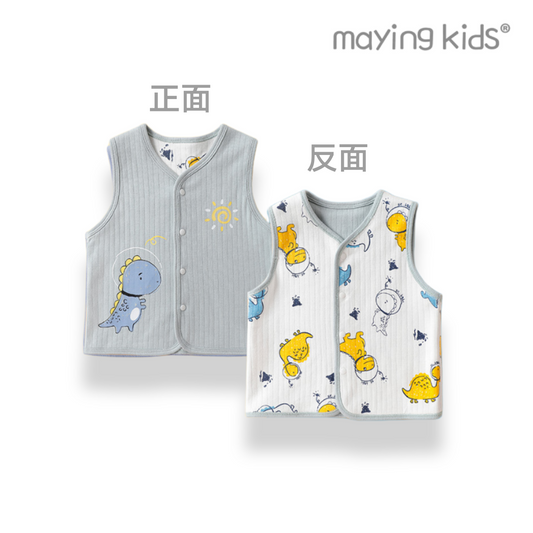 DV1599 : 正反面圖案雙面布純棉背心外套 Double Knit Cotton Vest