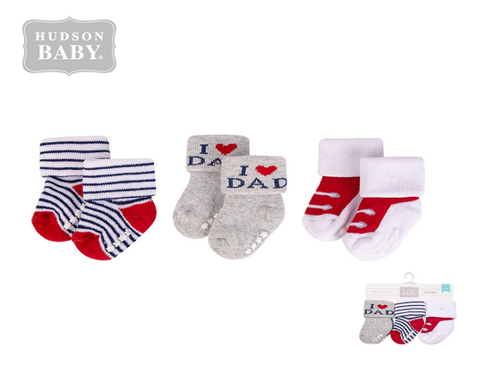 Baby Terry Socks With Non-Skid 3pc  防滑短襪仔3件裝 - Love Dad / Love Mom