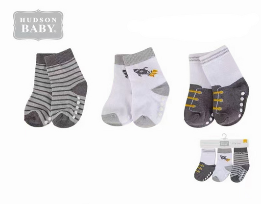 Baby Socks With Non-Skid 3pc  防滑襪仔3件裝 - 灰間火箭