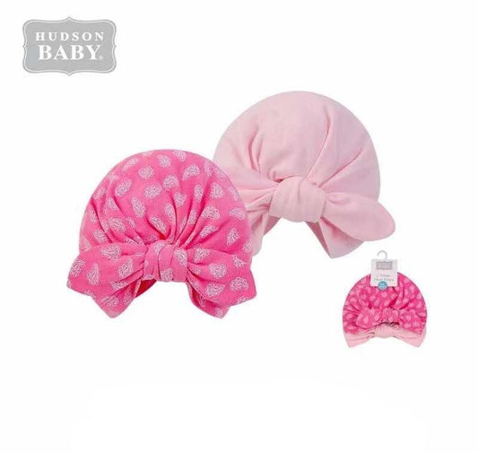 Turban Cap Set 2pc 頭巾2件裝 - 白底/粉底